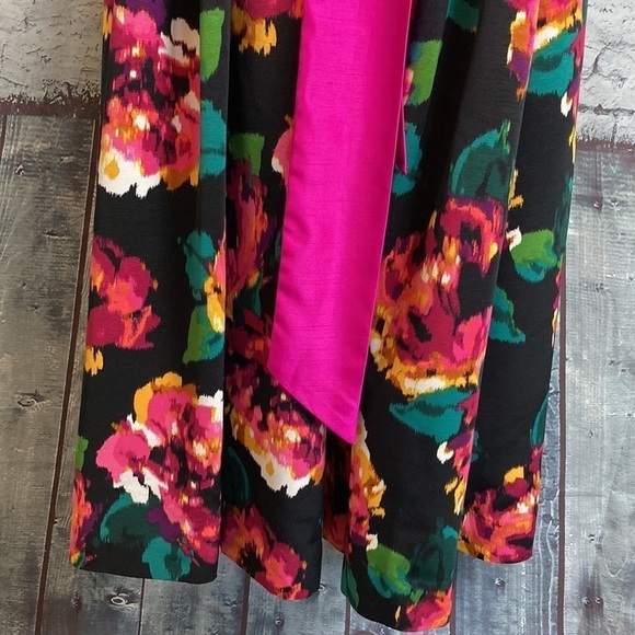 Eliza J Marlow Black 3/4 Length Sleeve Floral Scoop Neck Gown Size 2 Bow Modest - Picture 6 of 16